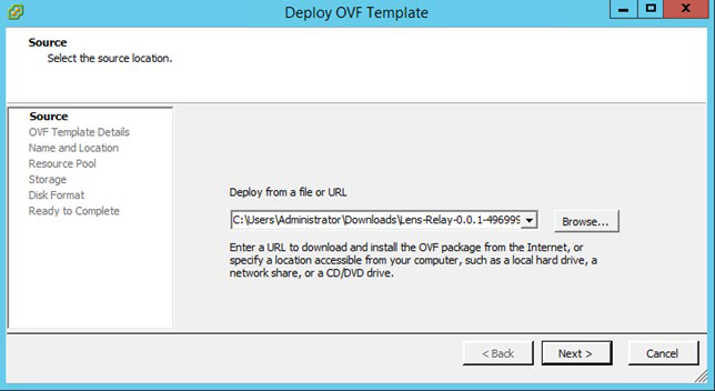 Deploy OVF Template page