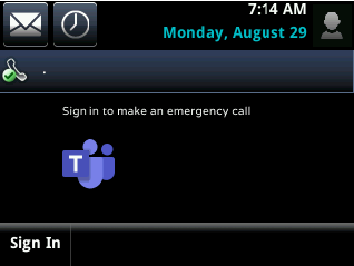 Screenshot on VVX 501 phone screen with sign in message