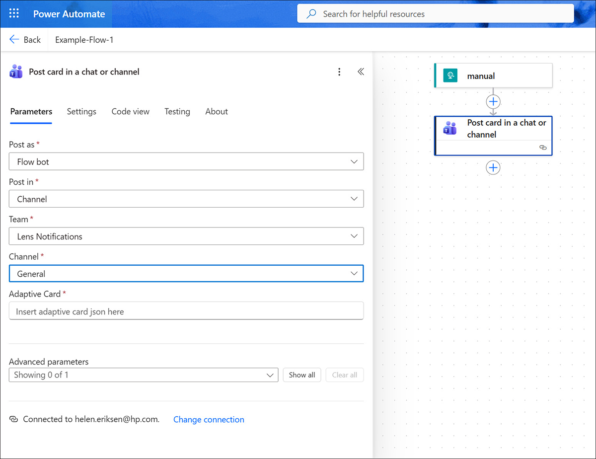 Power Automate - Post Card in a Chat or Channel
