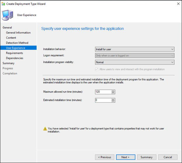 Create Deployment Type Wizard - User Experience