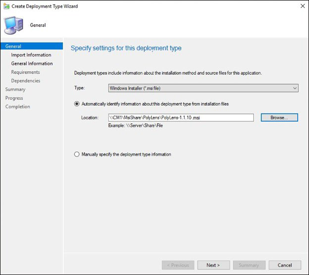 Create Deployment Type Wizard - General