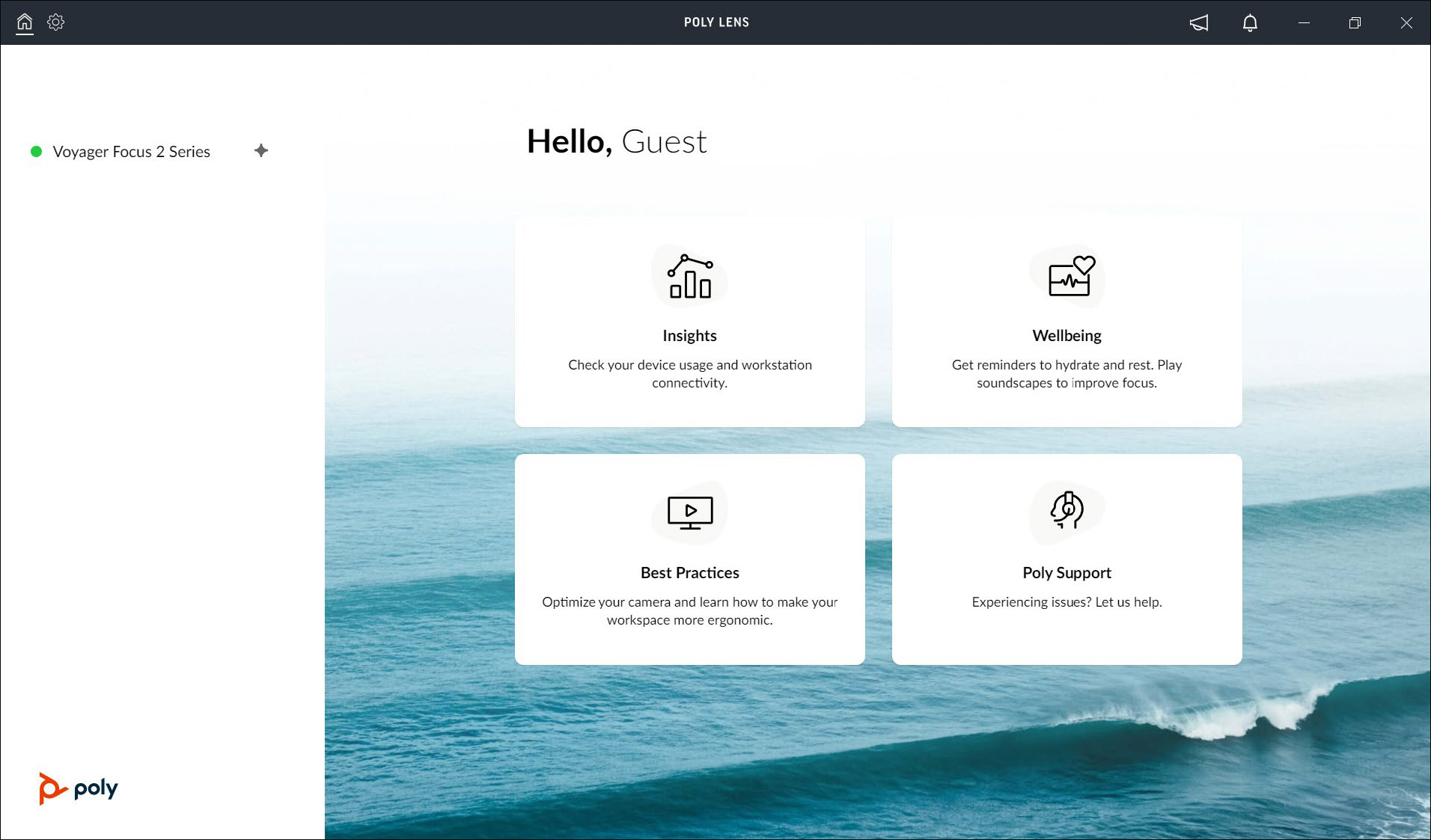 Poly Lens Desktop Welcome Guest window
