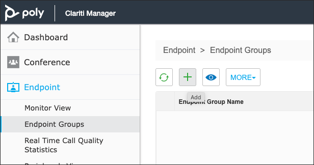 Screenshot of Clariti Manager &gt; Endpoint Groups page