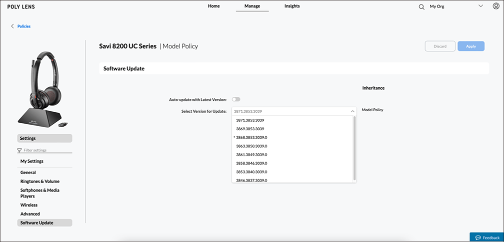 Device, Perform a wireless software update